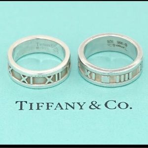 Super Rare Set Tiffany & Co Atlas Band Rings Silver 925